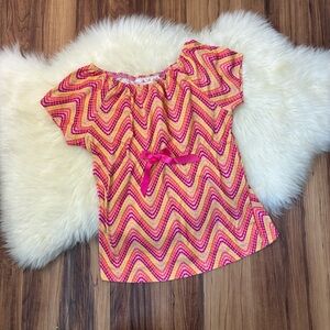 American Girl Julie Pink Yellow Zig Zag Pajama Top • Size 7/8